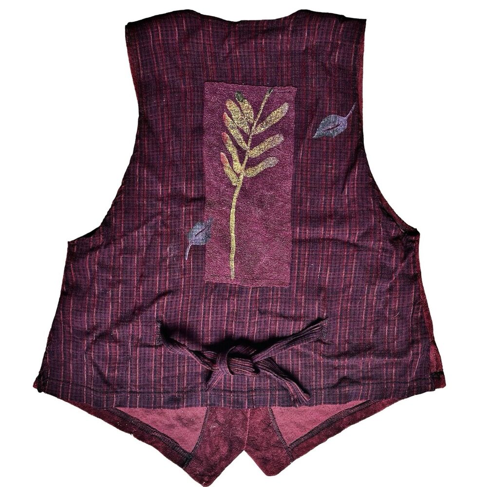Bread by Staley Gretzinger Top Vest Womens Size 1 Burgundy Painted Art‎ to Wear